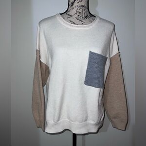 Blu Pepper NWT Colorblock Knit Sweater Size Large Crewneck Versona